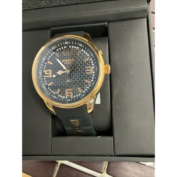 Kyboe Men Giant 48MM‎ Black Case Black Silicone Band Gold Trim Light Up New - Picture 6 of 6